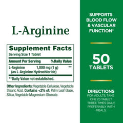 Close-up of L-Arginine 1000mg tablet