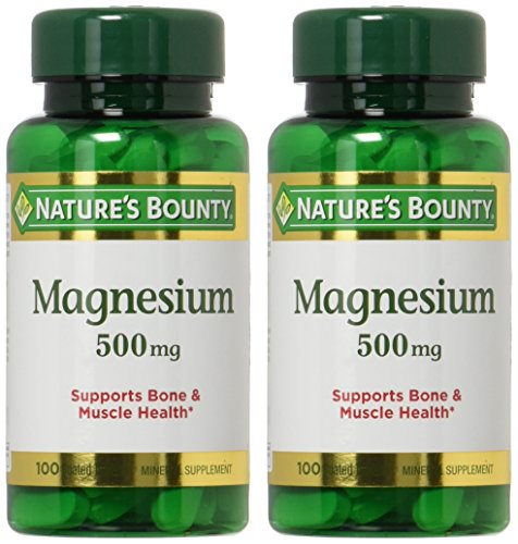 Two bottles of Nature's Bounty Magnesium 500mg 200-tablet pack