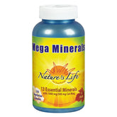 Front view of Nature's Life Mega Minerals Complex bottle