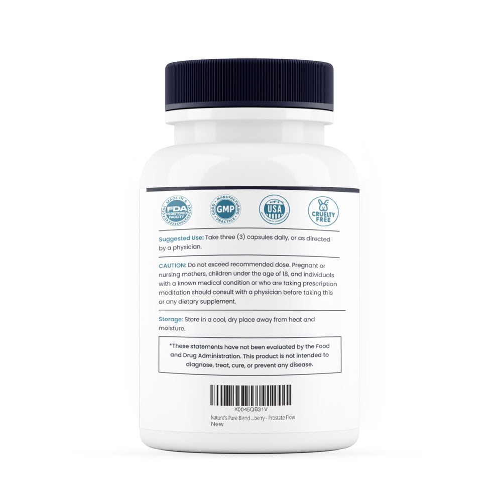 Nature's Pure Blend Peak Performance Prostate Support highlights urinary comfort and wellness.