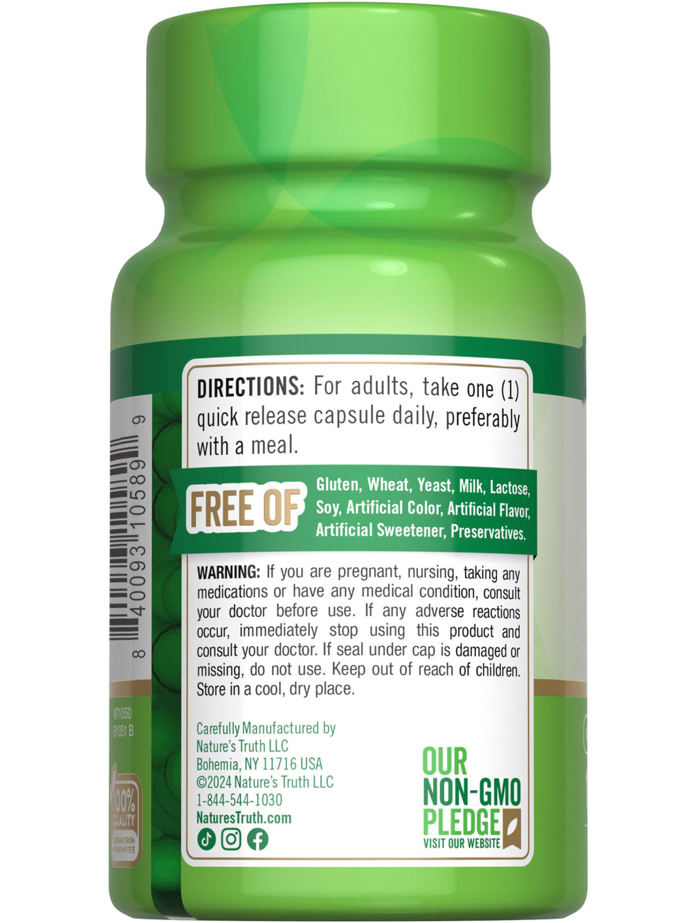Non-GMO gluten-free riboflavin supplement label highlights