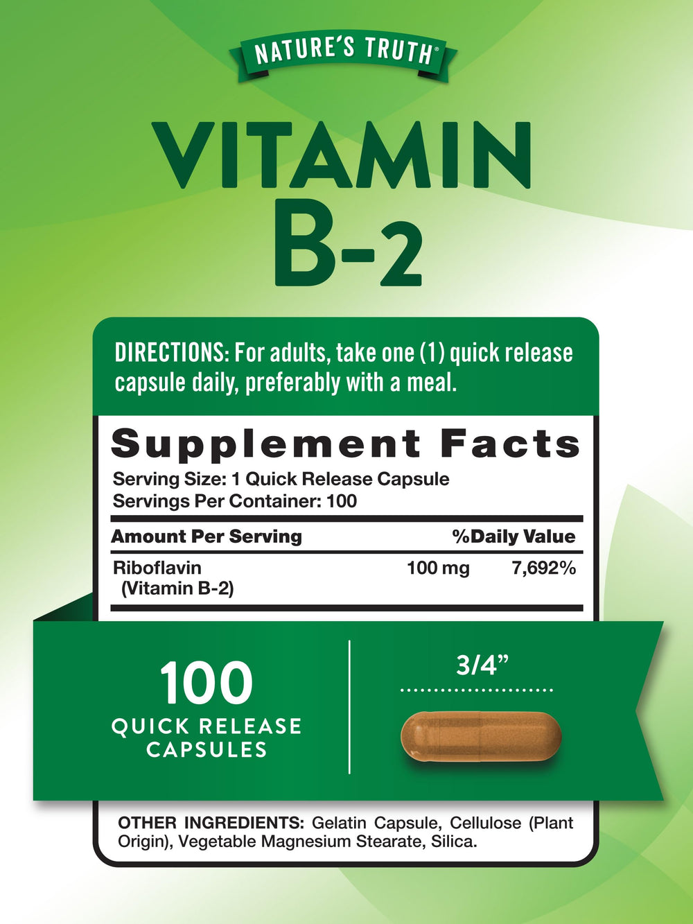 Quick-release riboflavin capsules by Nature's Truth