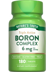 Nature's Truth Boron Complex 6 mg Triple Action formula; vegan, non-GMO, gluten-free; 180-count