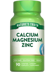 Bottle of Nature's Truth Calcium Magnesium Zinc 90 coated caplets