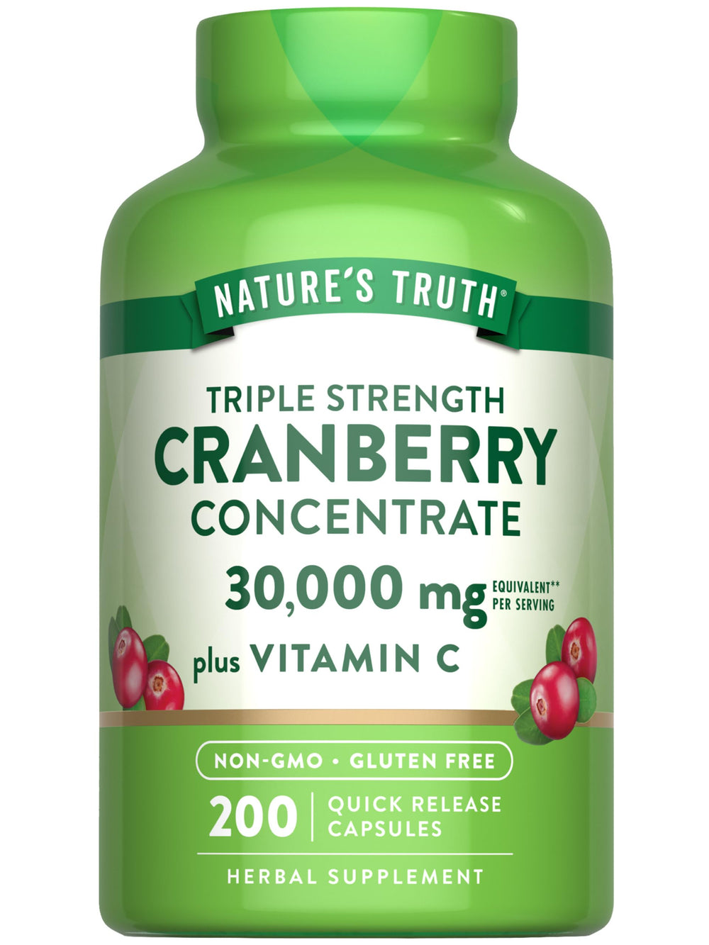 Nature's Truth Cranberry Concentrate Pills bottle with Vitamin C label