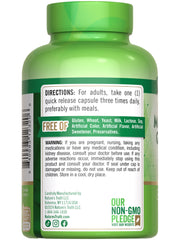 Back label showing ingredients and allergen information