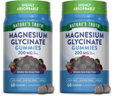 Front view of Nature's Truth Magnesium Glycinate Gummies bottle, grape flavor