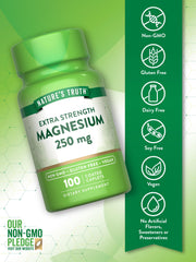 Close-up of the Nature's Truth magnesium supplement label