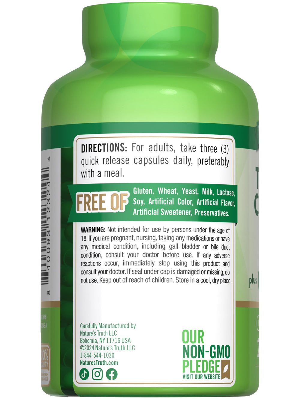 Nature's Truth Turmeric Curcumin Complex product - gluten-free and non-GMO