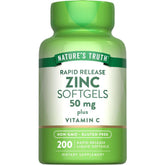 Nature's Truth Zinc 50mg + Vitamin C Softgels bottle label