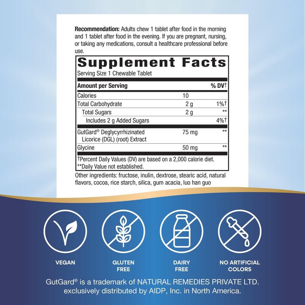 Close-up of Nature's Way DGL Ultra Extra Strength product label