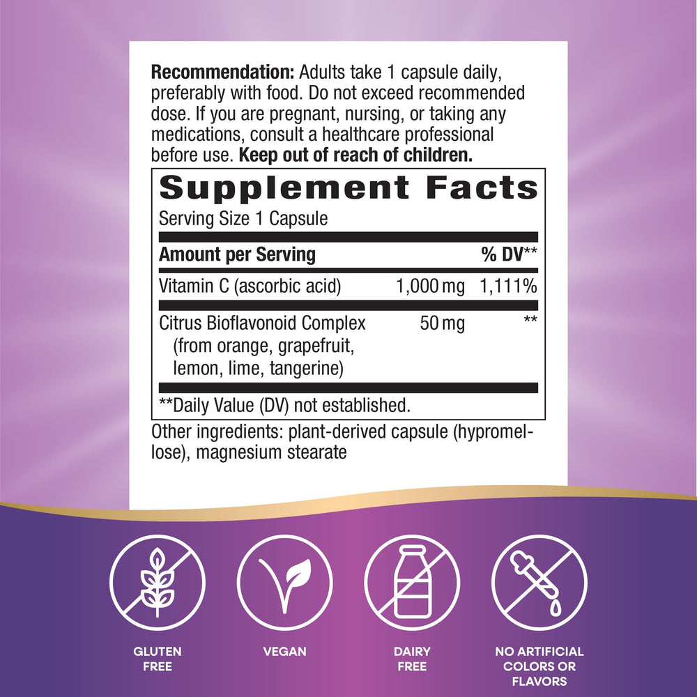 Close-up of Nature's Way Vitamin C with Bioflavonoids bottle