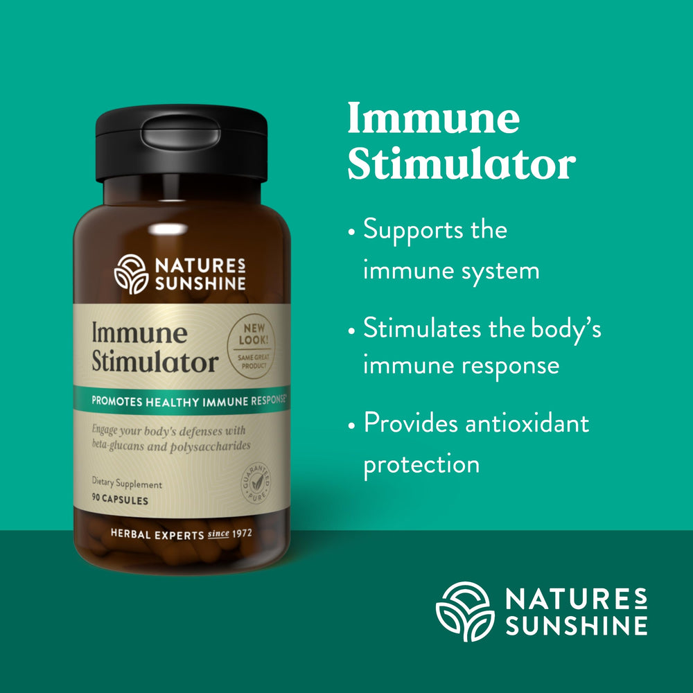 Close-up of Nature's Sunshine label on Immune Stimulator