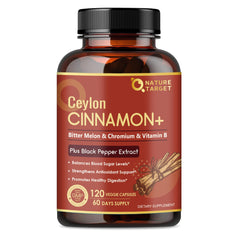 NATURE TARGET Ceylon Cinnamon Capsules bottle – front view