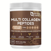 Bottle of Nature Target Chocolate Multi Collagen Peptides with label