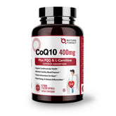 Nature Target CoQ10 400mg bottle with PQQ, Omega-3s and L-Carnitine