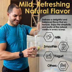 Front-facing view of Nature Target isolate whey protein vanilla packaging