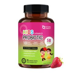 Nature Target Kids Probiotic Chewable bottle with strawberry flavor