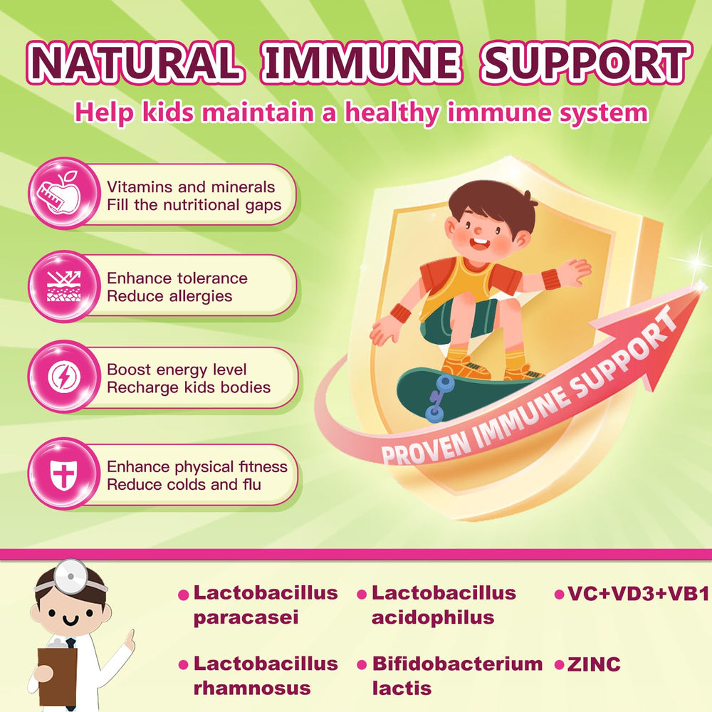 Illustration of 10 probiotic strains and organic prebiotics