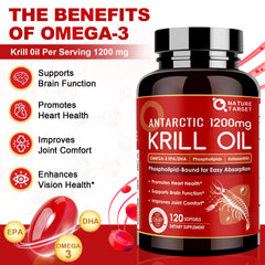 Krill Oil 1200mg bottle label with product details