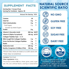 Scoop of Nature Target Marine Collagen Powder over a glass