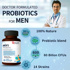Shelf-stable Nature Target Probiotics for Men packaging with GMP certification