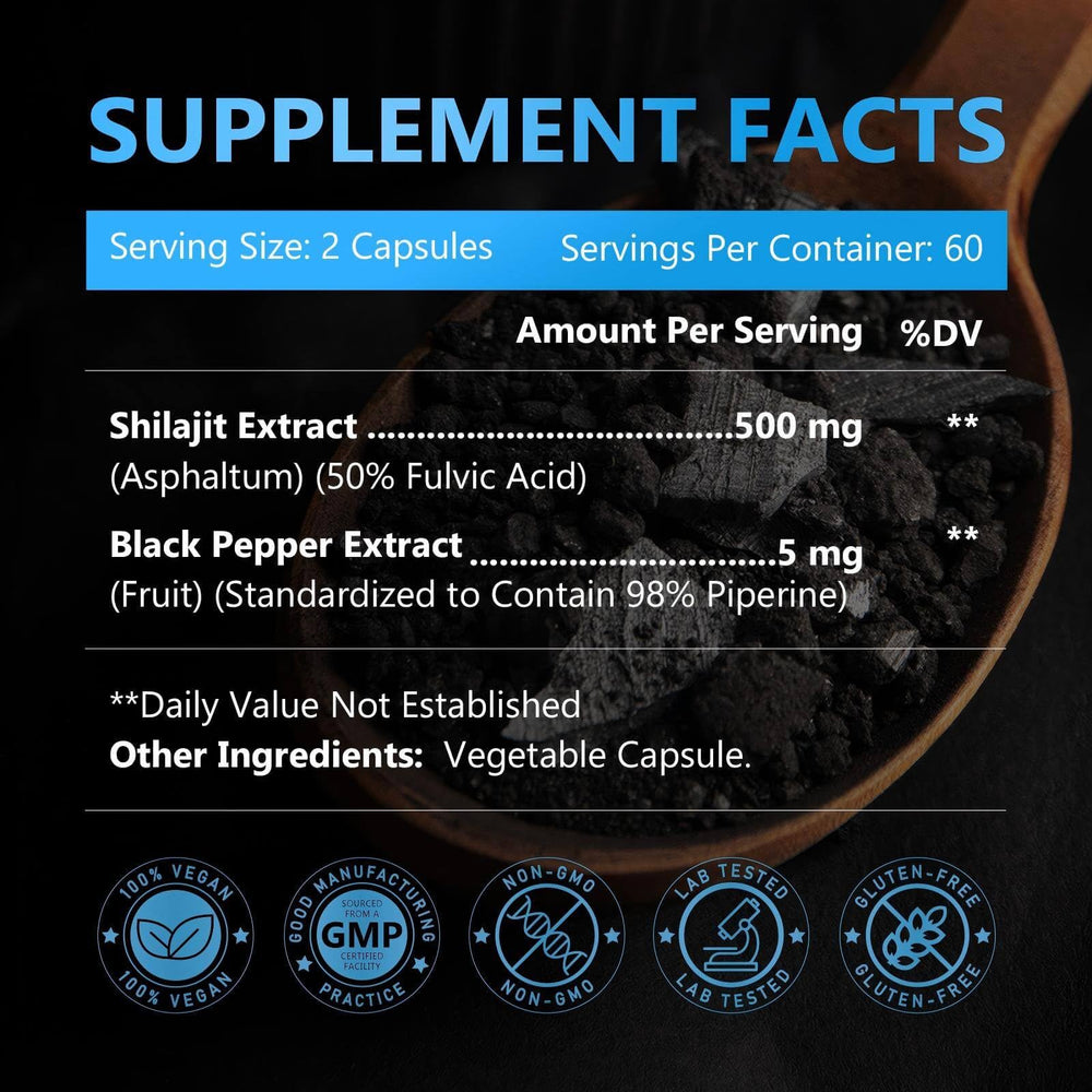Close-up of Nature Target Himalayan Shilajit capsules