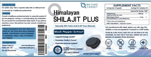 Two-month supply of Nature Target Shilajit capsules