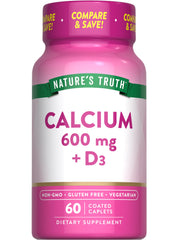 Nature's Truth Calcium 600 mg with Vitamin D3 coated caplets bottle