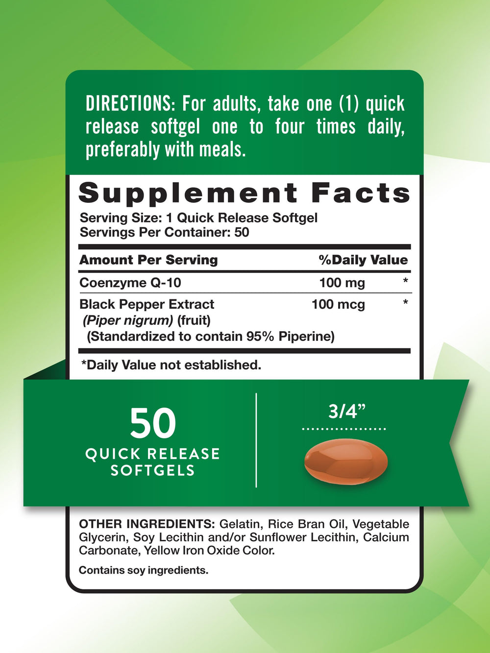 CoQ10 softgels with Black Pepper Extract for enhanced absorption