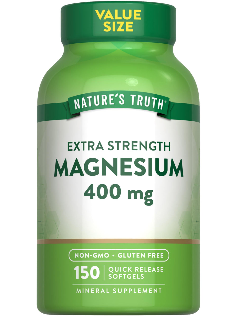 Nature's Truth magnesium supplement bottle with 400mg softgels (main image)