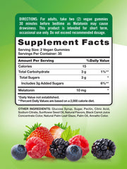 Back label of Nature's Truth Melatonin 10mg Gummies Berry