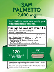 Close-up of Nature's Truth Saw Palmetto Extract bottle and capsules