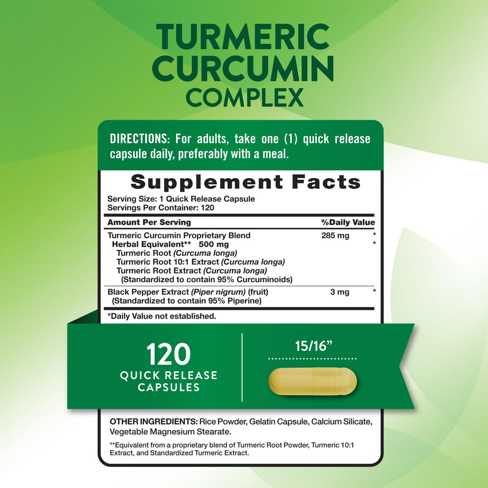 Front view of Nature's Truth Turmeric Curcumin bottle