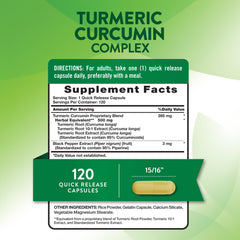 Front view of Nature's Truth Turmeric Curcumin bottle