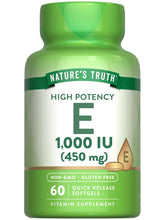 Nature's Truth Vitamin E Softgels bottle front view – 1000 IU, 60 count