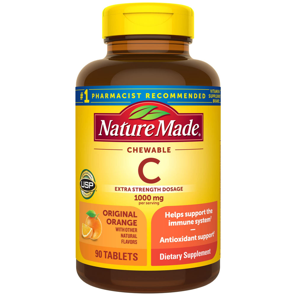 Nature Made Vitamin C 1000 mg chewable bottle on white background
