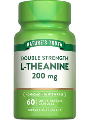 Front view of Nature's Truth L-Theanine 200 mg bottle with 60 capsules