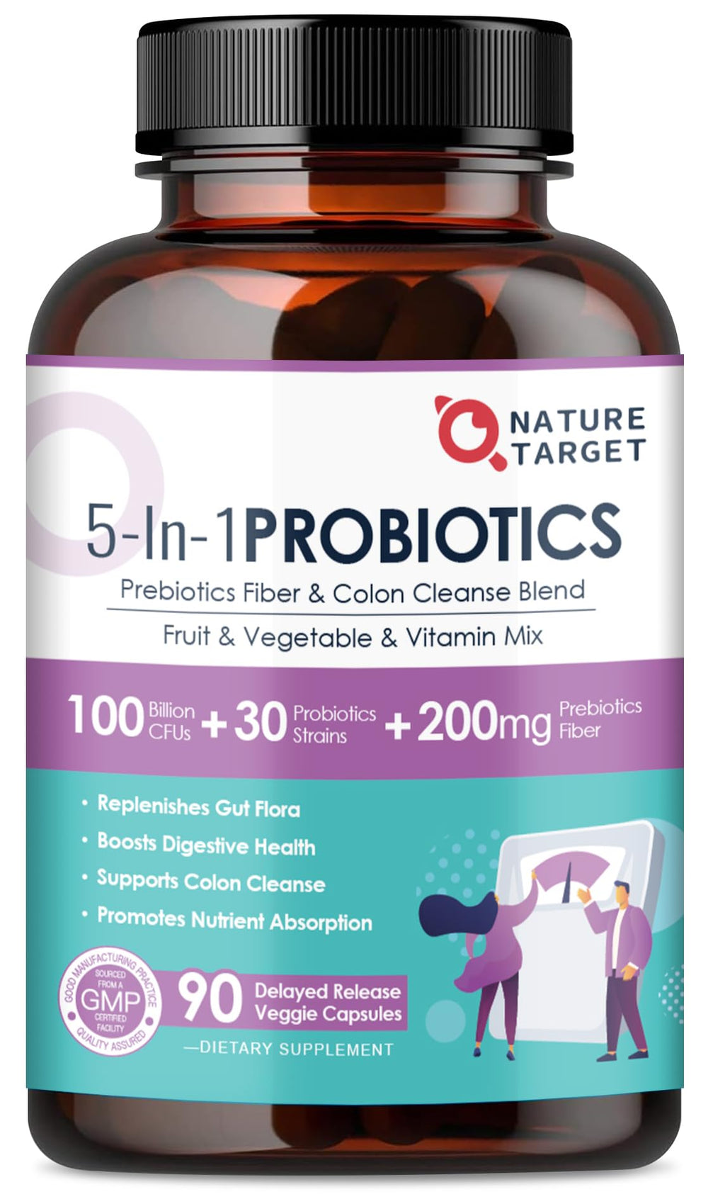 Nature Target Probiotics label for Women and Men