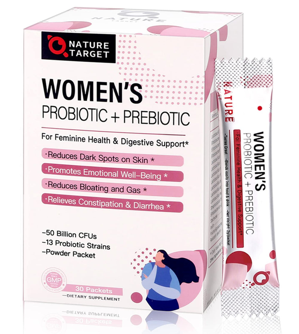 NATURE TARGET Probiotics for Women powder bottle with scoop