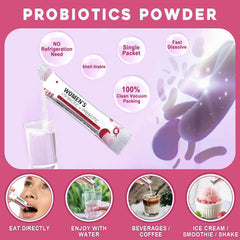 Shelf-stable probiotic powder in a glass of water