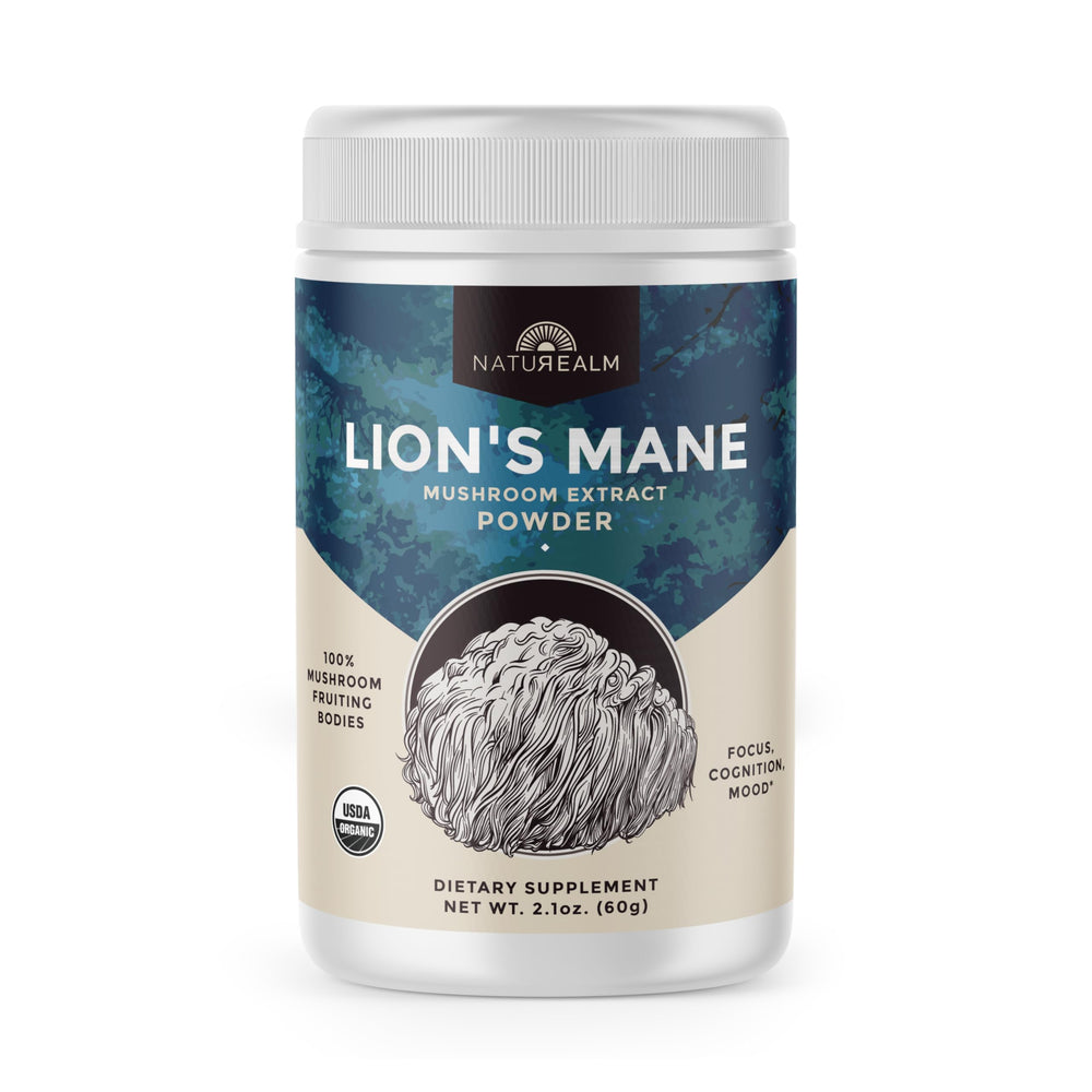 Naturealm Lion's Mane Mushroom Powder bottle - front label