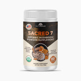 Front view of Naturealm Sacred 7 Organic Mushroom Supplement bottle