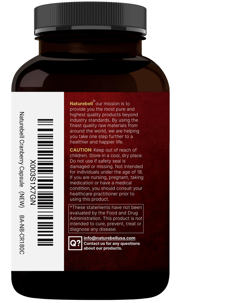Product shot of NatureBell cranberry pills 2-pack in a bottle
