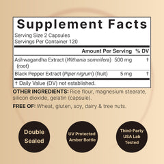 Serving size of 2 capsules showing 12,500 mg per dose