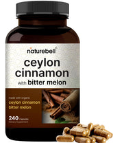 NatureBell Ceylon Cinnamon per serving 240 capsules bottle hero image