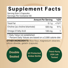 NatureBell Choline 500mg Omega-3 bottle against white background