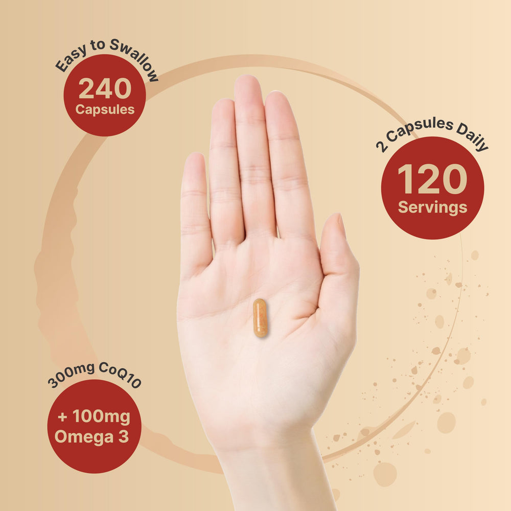 Pair of CoQ10 + Omega-3 capsules – high-potency formula