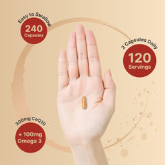 Pair of CoQ10 + Omega-3 capsules – high-potency formula
