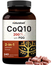 Front view of NatureBell CoQ10 200mg with PQQ capsules